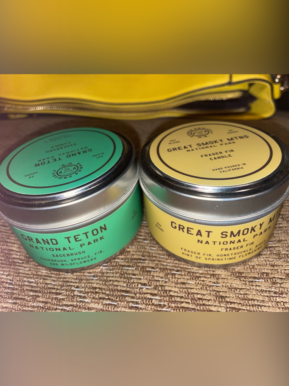 Parks Project Grand Teton & Great Smoky Mtns candle Duo - Green & Yellow
